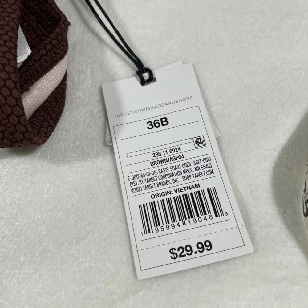 NWT Shade & Shore [ 36B ]‎ Lift Pique Textured Halter Bikini Top Brown